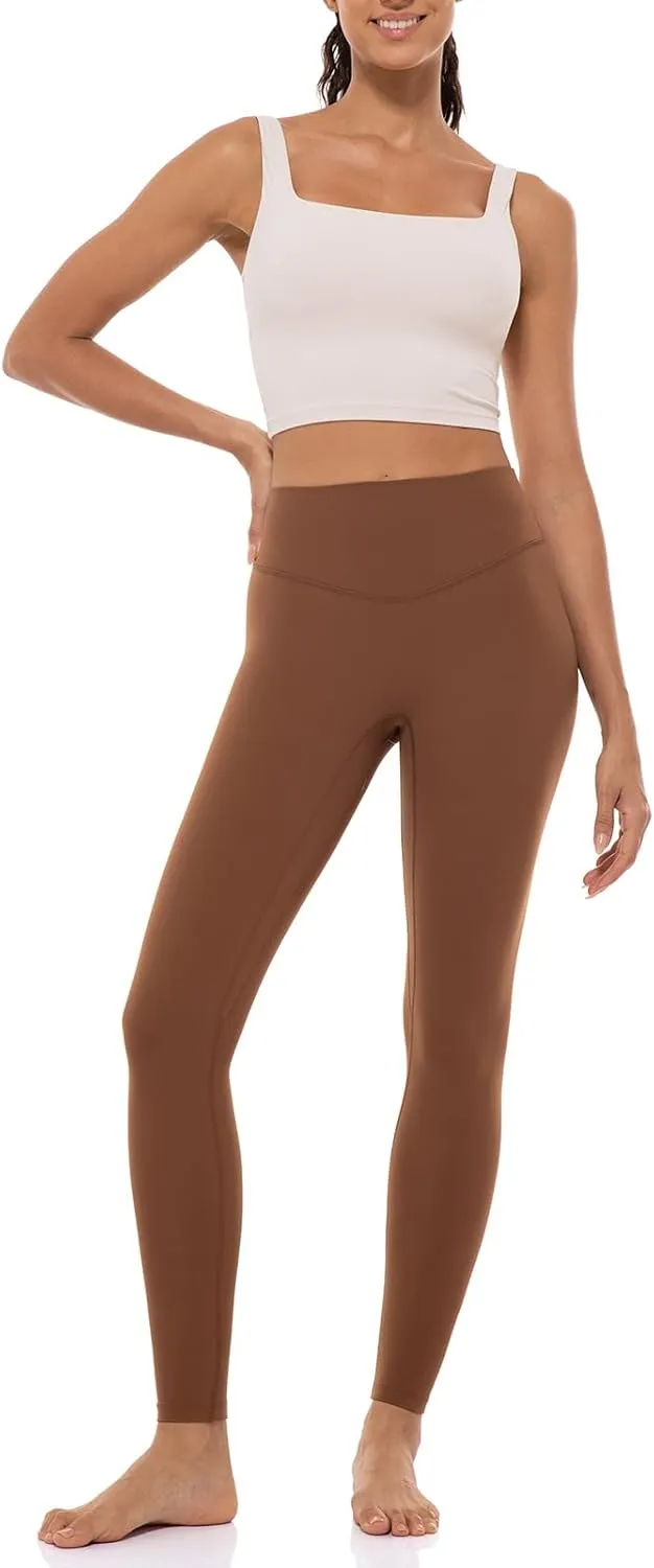 Lavento Women's All Day Soft Light Yoga Leggings 25" - No Front Seam Workout Legging Active Tights