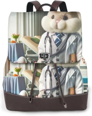 Leather Backpack Purse For Women Easter-Rabbit-Doctor-Eggs Fashionable Multi-Functional Large Capacity Backpack For Daily Use, Travel, And Business
