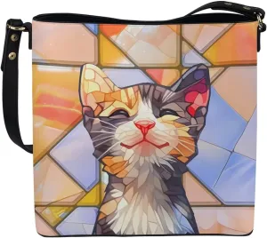 Leather Bucket Bags for Women Boho Mosaic Folk Art Hobo Bags Shoulder Tote Purse Handbags with Adjustable Strap