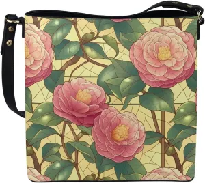 Leather Bucket Bags for Women Boho Mosaic Folk Art Hobo Bags Shoulder Tote Purse Handbags with Adjustable Strap
