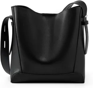 Leather Crossbody Bucket Hobo Bags,Fashion Shoulder Bag,Top Handle Handbag, with Multi functional Storage