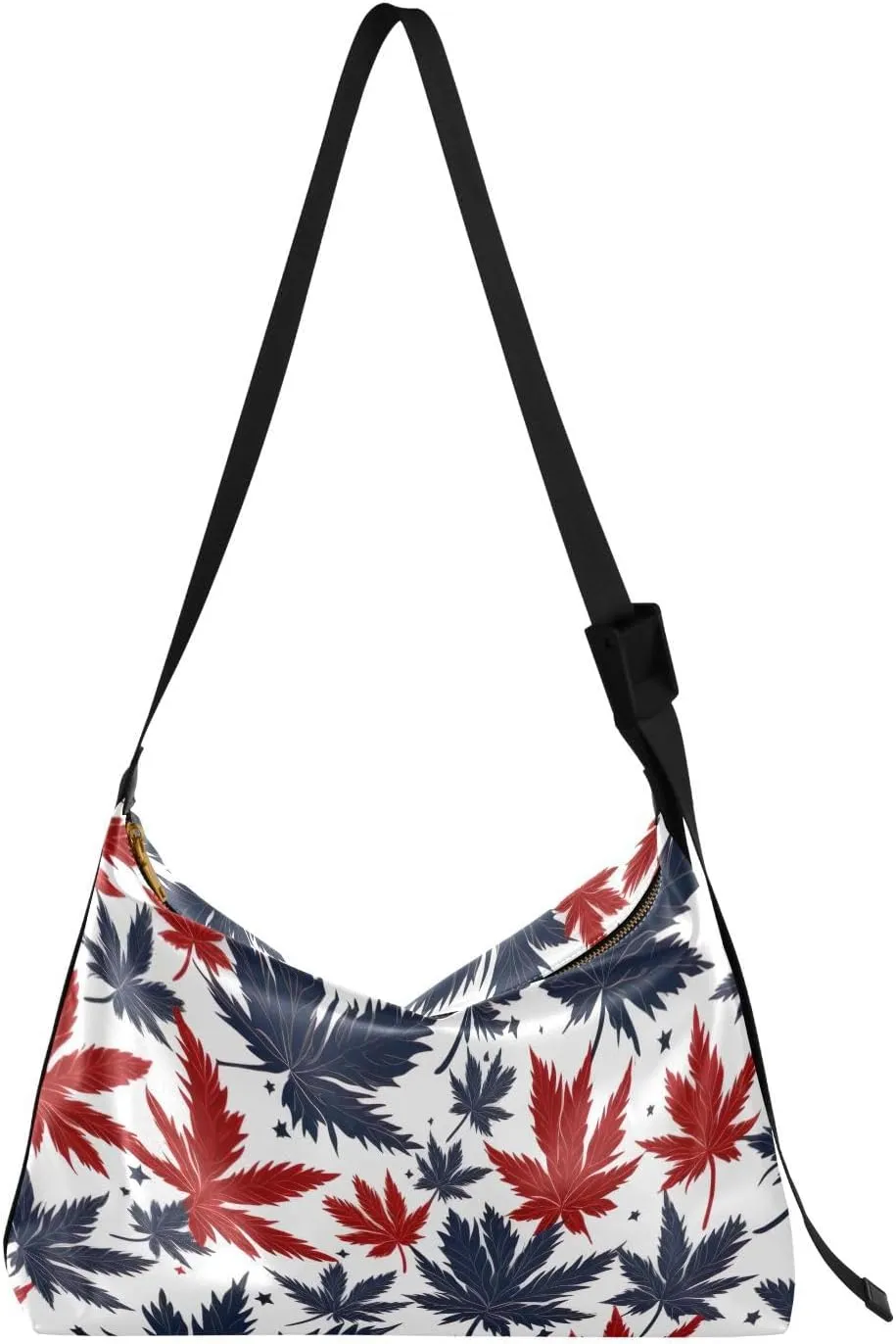 Leaves White Red Tote Bag for Women Large Hobo Bags Hobo Crossbody Bags Leather Hobo Bags with Adjustable Strap for Men