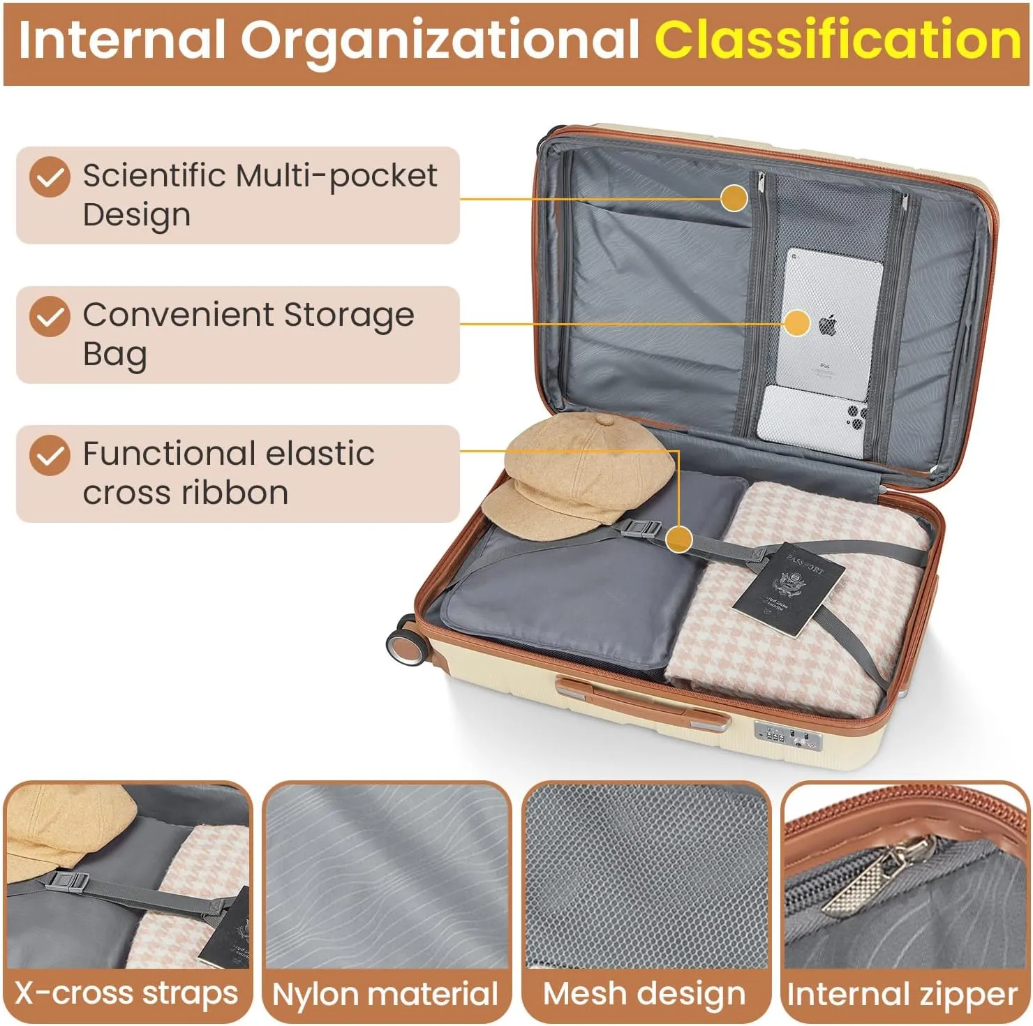 Luggage Sets 4 Piece (14"/20"/24"/28") PP Lightweight & Durable Expandable suitcase