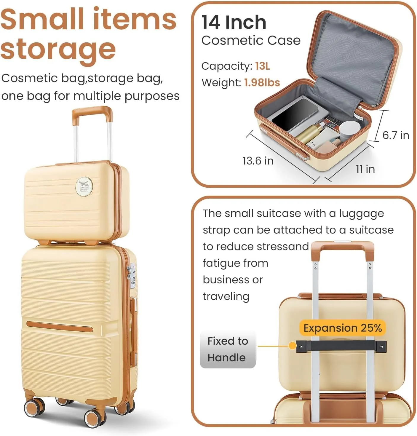 Luggage Sets 4 Piece (14"/20"/24"/28") PP Lightweight & Durable Expandable suitcase