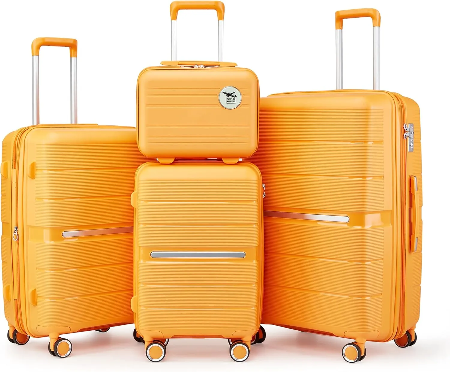 Luggage Sets 4 Piece(14/20/24/28) Durable Expandable suitcase, Hard Shell Lightweight TSA Lock Carry on Expandable Suitcase with Spinner Wheels Travel Set for Men Women (Orange)