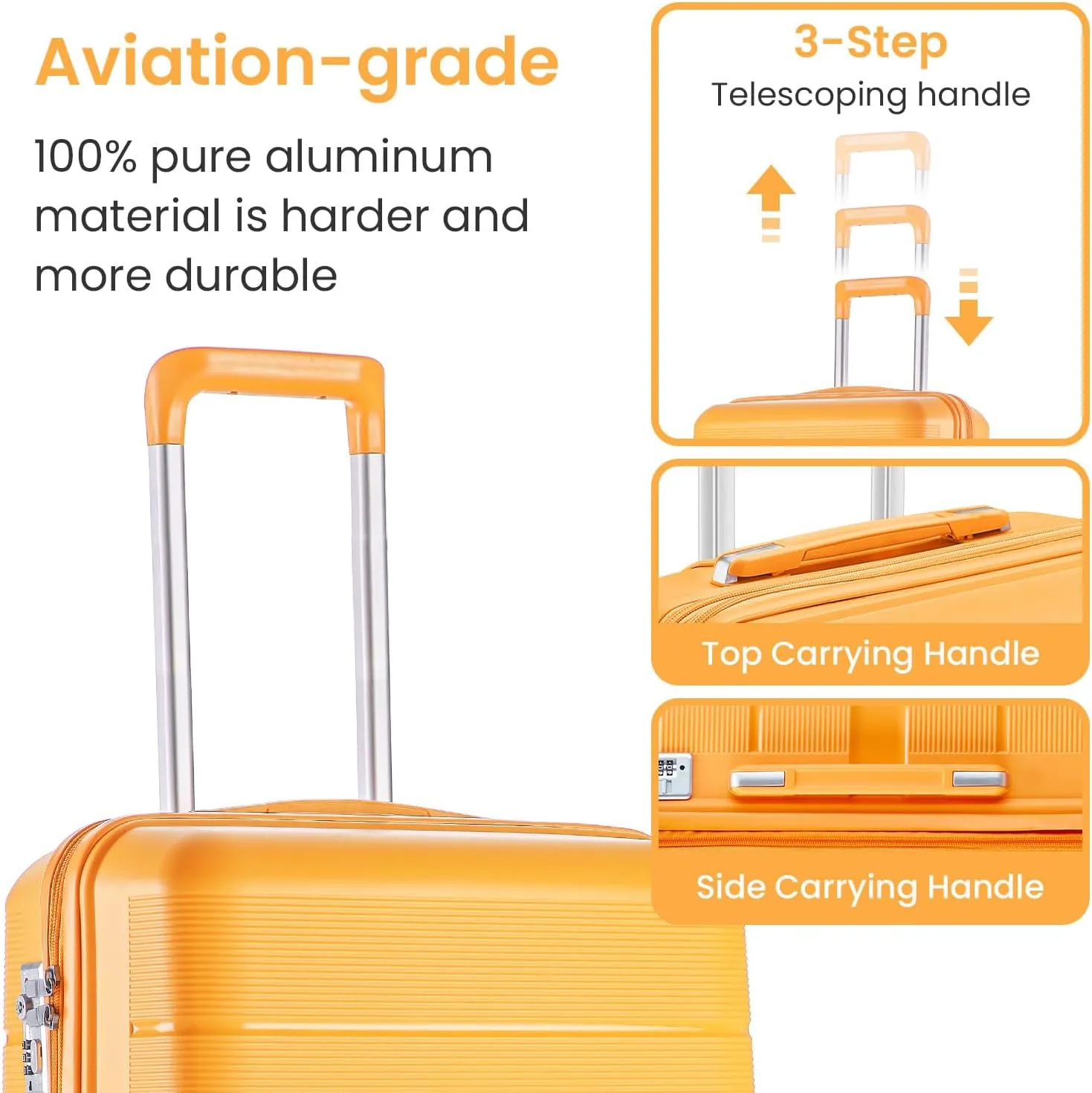 Luggage Sets 4 Piece(14/20/24/28) Durable Expandable suitcase, Hard Shell Lightweight TSA Lock Carry on Expandable Suitcase with Spinner Wheels Travel Set for Men Women (Orange)