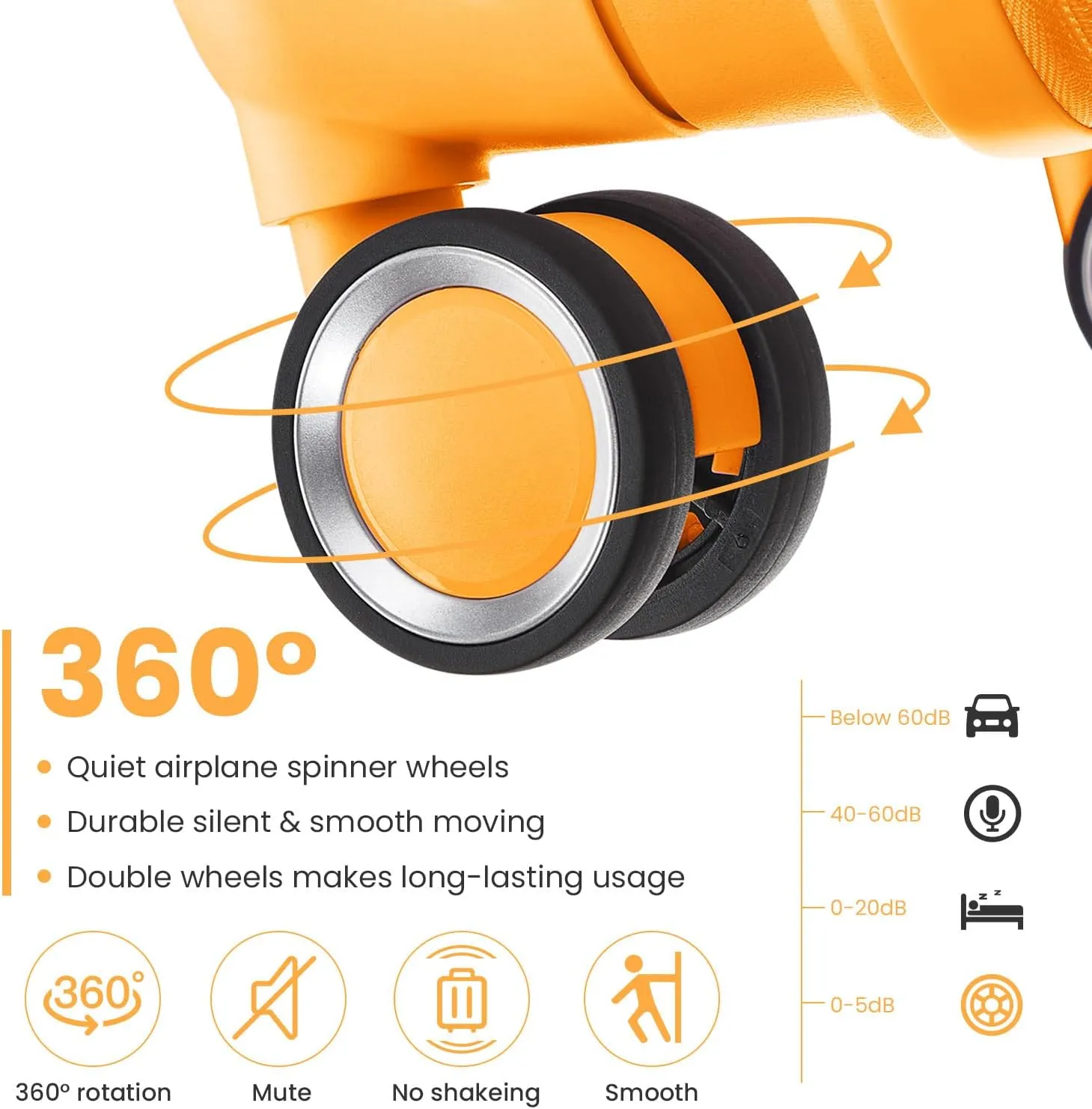 Luggage Sets 4 Piece(14/20/24/28) Durable Expandable suitcase, Hard Shell Lightweight TSA Lock Carry on Expandable Suitcase with Spinner Wheels Travel Set for Men Women (Orange)