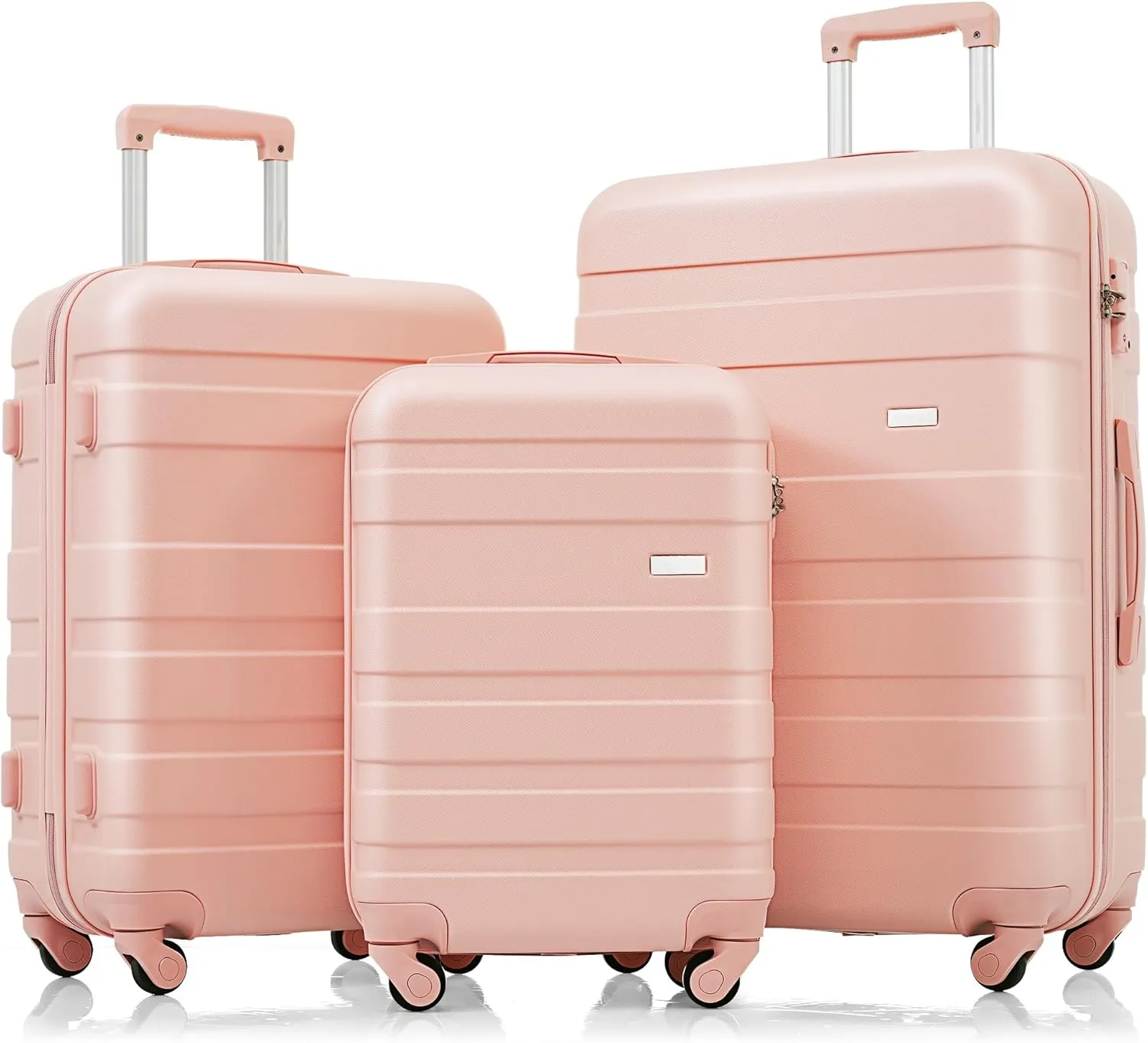 Luggage Sets New Model Expandable ABS Hardshell 3pcs Clearance Luggage Hardside Lightweight Durable Suitcase sets Spinner Wheels Suitcase with TSA Lock 20''24''28''(Pink)