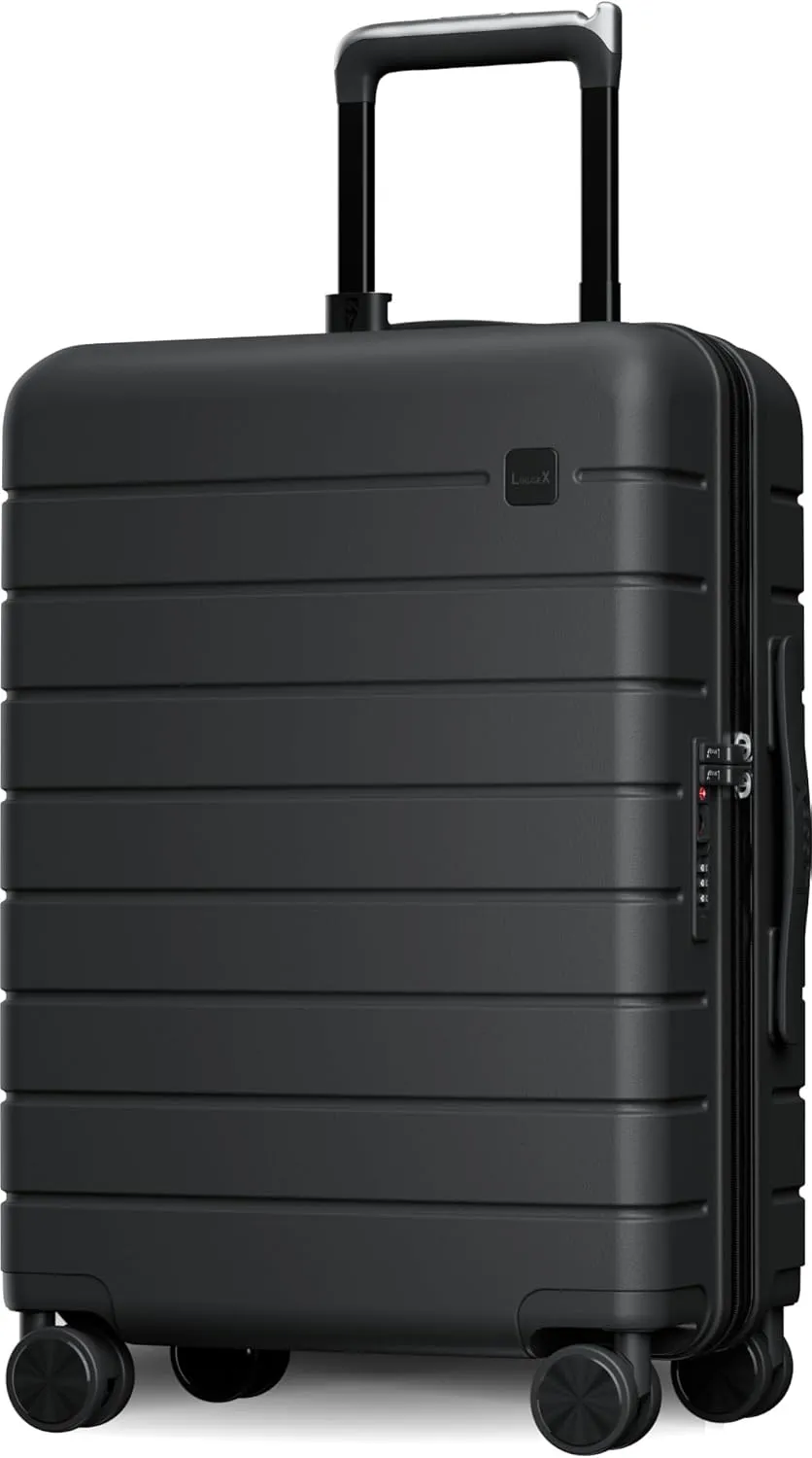 LUGGEX Carry On Luggage with Spinner Wheels - 20 inch Hardshell Suitcases - Accelerate Access with DiHook, Handy Pouch, TSA lock, Black