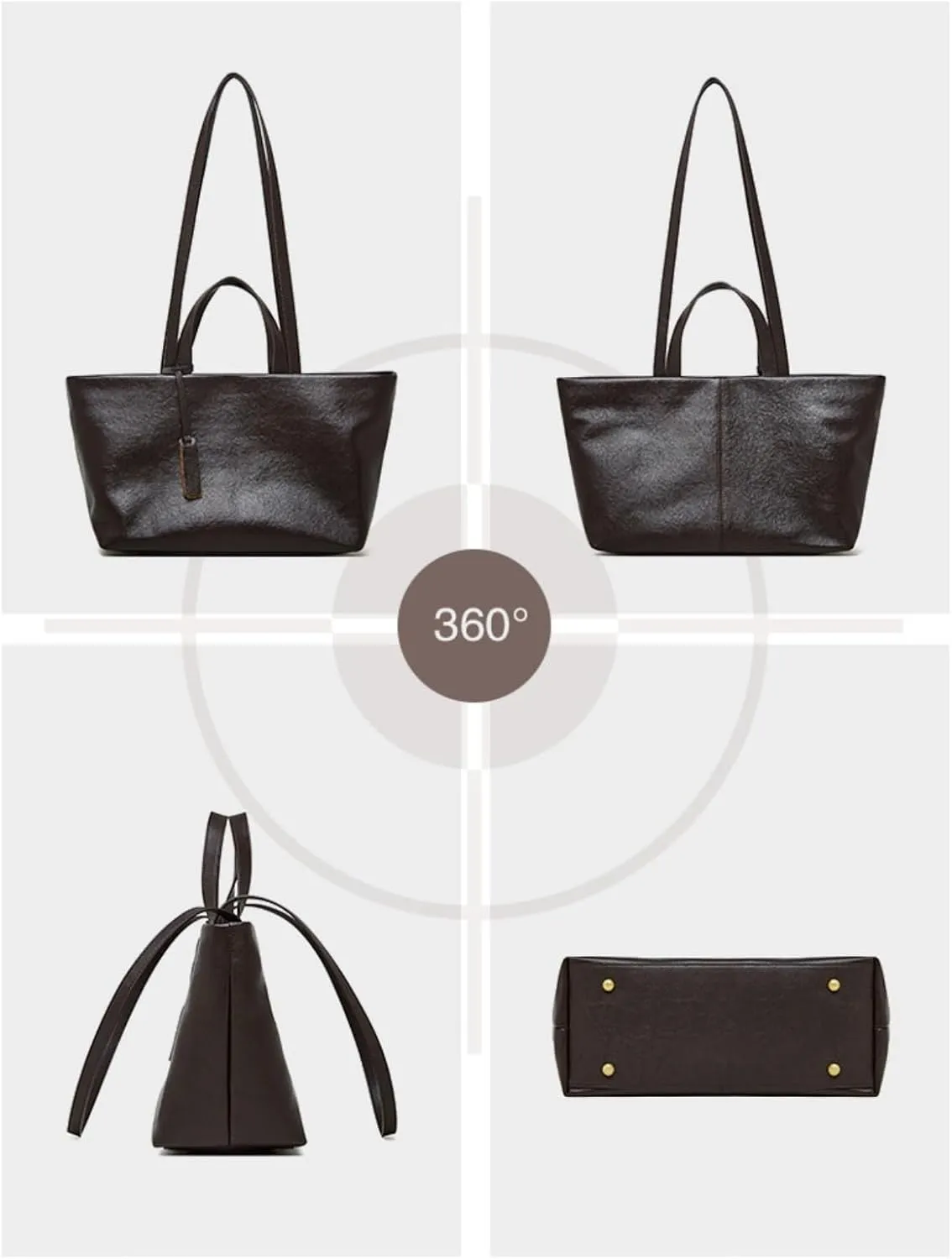 luxury Genuine Leather Women Tote Bag Soft Handbags Vintage Shoulder Purses Fashion Top Handle Bag Large Capacity
