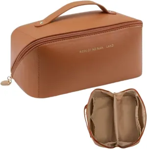 Makeup Bag, Portable Cosmetic Bag, Large Capacity Travel Makeup Case Organizer- Portable Bags for Women Waterproof PU Leather Organizer Bag with Dividers and Handle,Toiletry Bag for Cosmetics
