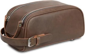 Men's Toiletry Travel Bag, Waterproof Kit, Hanging Organizer for Travel, Compact Shaving Kit, Multi-Functional Bathroom Bag with Compartments, Durable Grooming Kit for Men. (Dark brown)