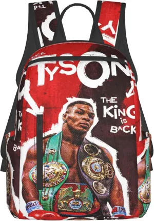 Mike Boxer Tyson Lightweight Backpack Casual Backpack Travel Laptop Bag Classic Daypack for Men & Women, Black