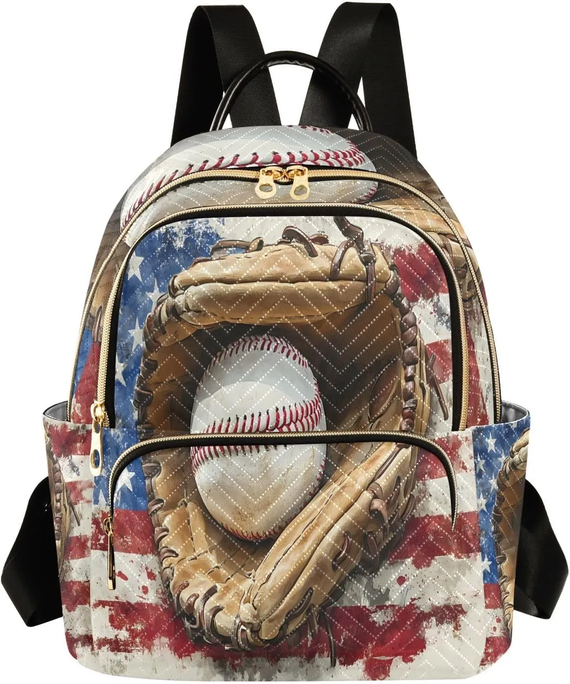 Mini Backpack for Women America Flag Baseball Gloves Small Purse Daypacks Stylish Bags Lightweight Travel Backpacks for College Shopping Work Dating