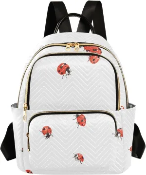 Mini Backpack for Women Animal Ladybug Pattern Red Small Purse Daypacks Stylish Bags Lightweight Travel Backpacks for College Shopping Work Dating