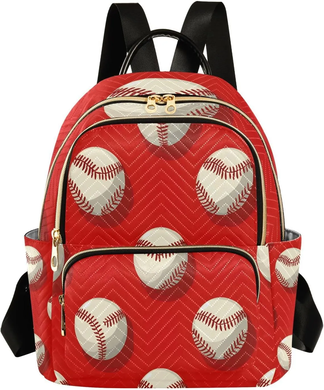 Mini Backpack for Women Baseball Pattern Red Small Purse Daypacks Stylish Bags Lightweight Travel Backpacks for College Shopping Work Dating
