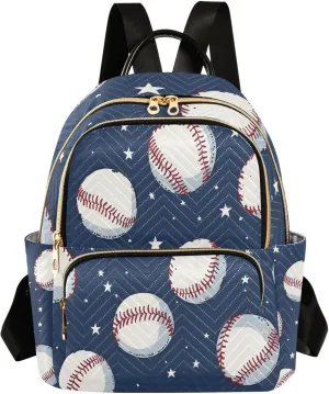 Mini Backpack for Women Baseball Pattern Small Purse Daypacks Stylish Bags Lightweight Travel Backpacks for College Shopping Work Dating