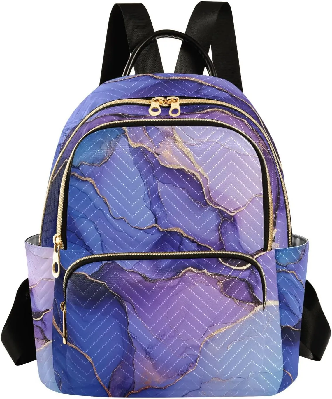 Mini Backpack for Women Blue Purple Gold Wild Marble Small Purse Daypacks Stylish Bags Lightweight Travel Backpacks for College Shopping Work Dating