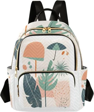 Mini Backpack for Women Bohemian Monstera Leaves Umbrella Small Purse Daypacks Stylish Bags Lightweight Travel Backpacks for College Shopping Work Dating