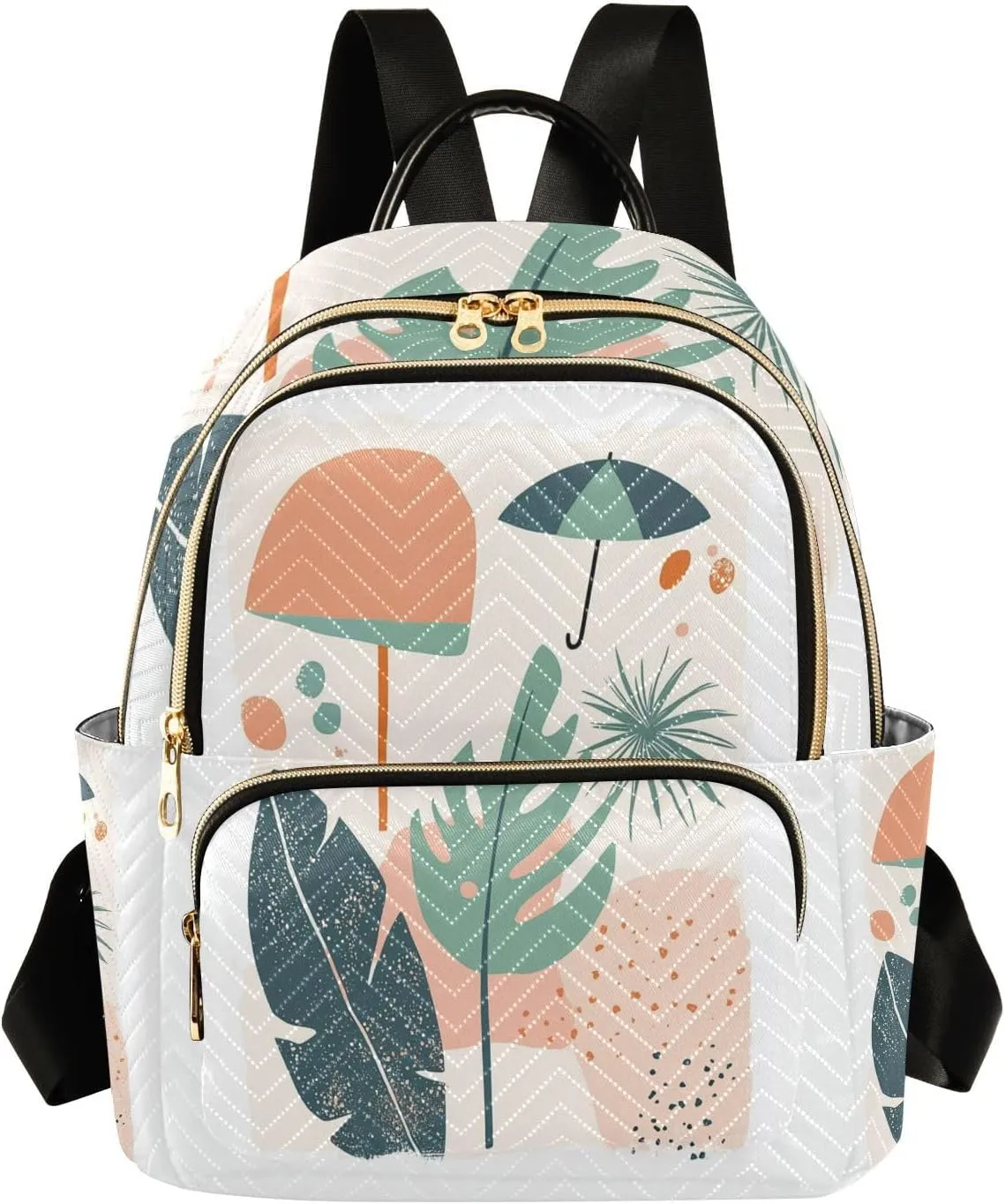 Mini Backpack for Women Bohemian Monstera Leaves Umbrella Small Purse Daypacks Stylish Bags Lightweight Travel Backpacks for College Shopping Work Dating