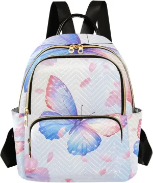 Mini Backpack for Women Butterfly Cherry Blossom Small Purse Daypacks Stylish Bags Lightweight Travel Backpacks for College Shopping Work Dating