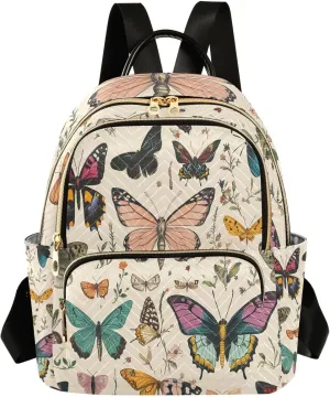 Mini Backpack for Women Butterfly Pattern Small Purse Daypacks Stylish Bags Lightweight Travel Backpacks for College Shopping Work Dating