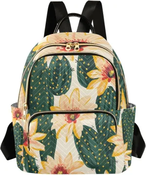 Mini Backpack for Women Cactus Yellow Flower Pattern Small Purse Daypacks Stylish Bags Lightweight Travel Backpacks for College Shopping Work Dating