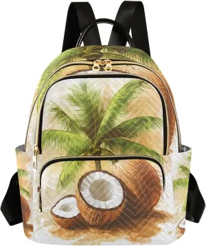 Mini Backpack for Women Coconut Coconut Tree Small Purse Daypacks Stylish Bags Lightweight Travel Backpacks for College Shopping Work Dating
