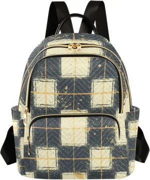 Mini Backpack for Women Distressedcheckered Pattern Small Purse Daypacks Stylish Bags Lightweight Travel Backpacks for College Shopping Work Dating