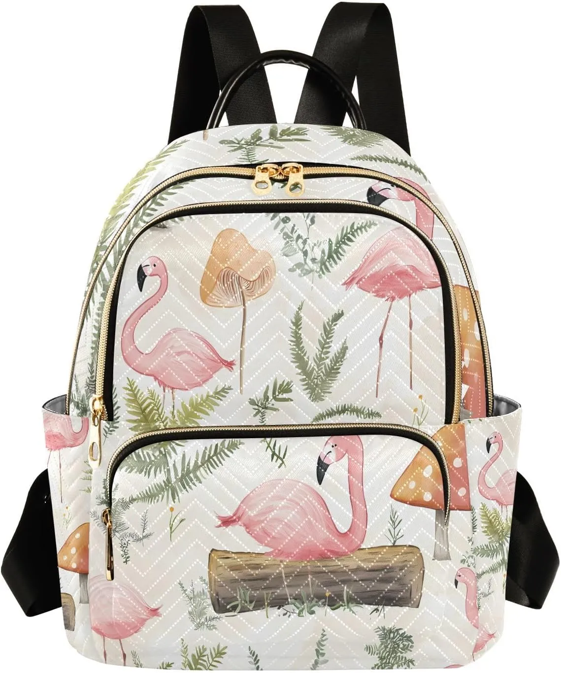 Mini Backpack for Women Flamingo Mushroom Pattern Small Purse Daypacks Stylish Bags Lightweight Travel Backpacks for College Shopping Work Dating