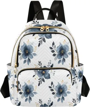 Mini Backpack for Women Flower Leaves Hs Pattern Small Purse Daypacks Stylish Bags Lightweight Travel Backpacks for College Shopping Work Dating
