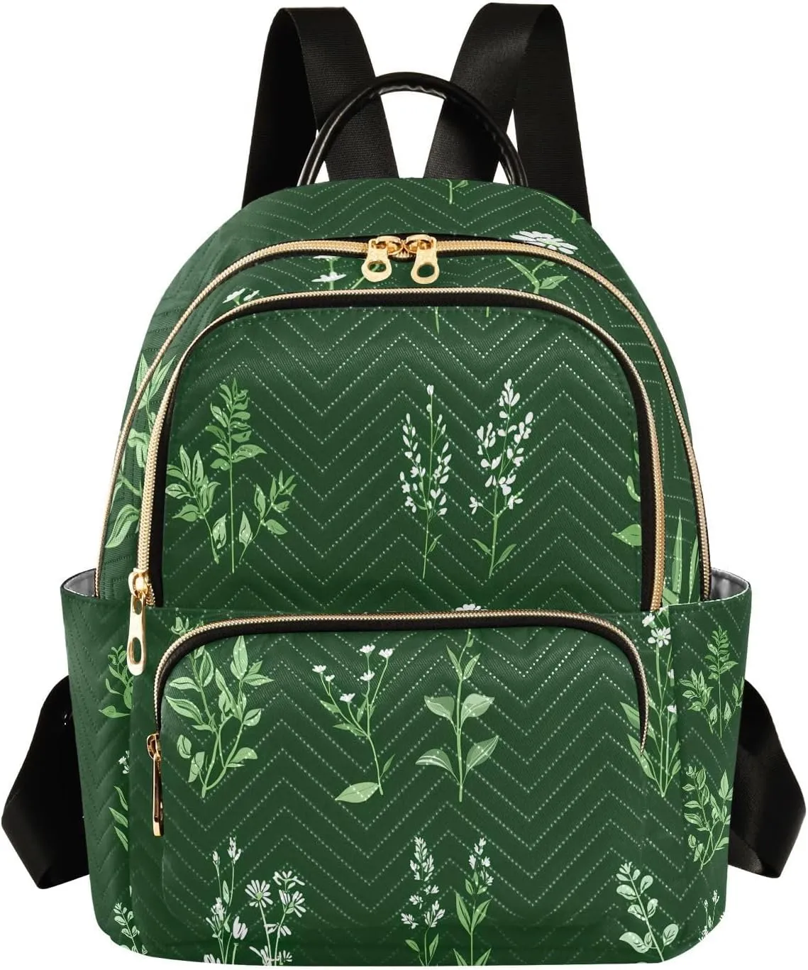 Mini Backpack for Women Herbal Pattern Green Small Purse Daypacks Stylish Bags Lightweight Travel Backpacks for College Shopping Work Dating