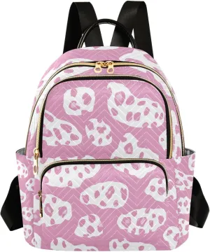 Mini Backpack for Women Leopard Print White Pink Small Purse Daypacks Stylish Bags Lightweight Travel Backpacks for College Shopping Work Dating