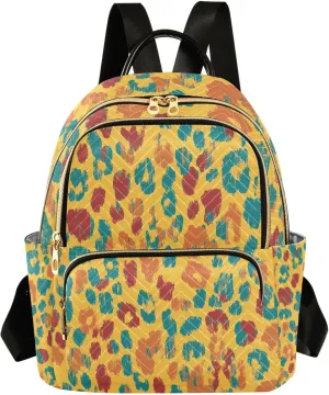 Mini Backpack for Women Leopard Print Yellow Pattern Small Purse Daypacks Stylish Bags Lightweight Travel Backpacks for College Shopping Work Dating