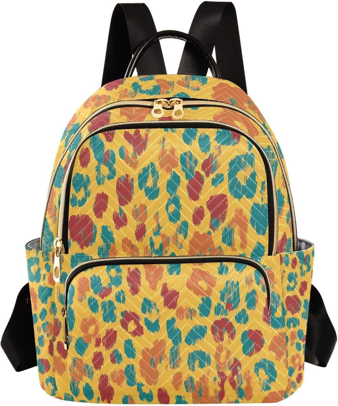 Mini Backpack for Women Leopard Print Yellow Pattern Small Purse Daypacks Stylish Bags Lightweight Travel Backpacks for College Shopping Work Dating