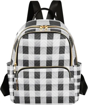 Mini Backpack for Women Monochrome Check Pattern Small Purse Daypacks Stylish Bags Lightweight Travel Backpacks for College Shopping Work Dating