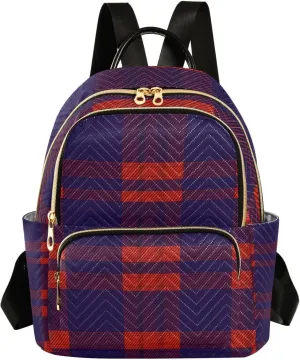Mini Backpack for Women Navyredcheckered Pattern Small Purse Daypacks Stylish Bags Lightweight Travel Backpacks for College Shopping Work Dating