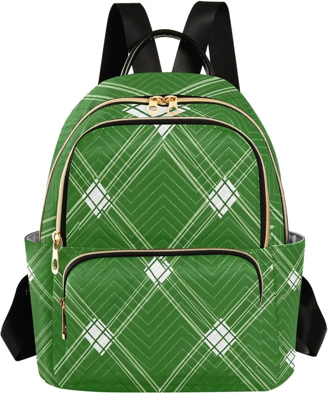 Mini Backpack for Women Pattern Plaid Green Pattern Small Purse Daypacks Stylish Bags Lightweight Travel Backpacks for College Shopping Work Dating