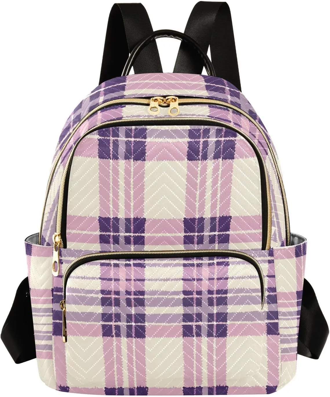 Mini Backpack for Women Pink and Blue Checked Small Purse Daypacks Stylish Bags Lightweight Travel Backpacks for College Shopping Work Dating