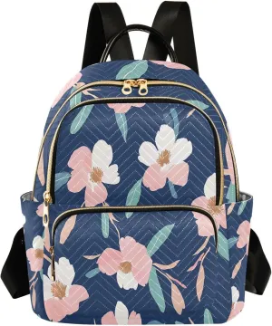 Mini Backpack for Women Pink Flower Pattern Small Purse Daypacks Stylish Bags Lightweight Travel Backpacks for College Shopping Work Dating