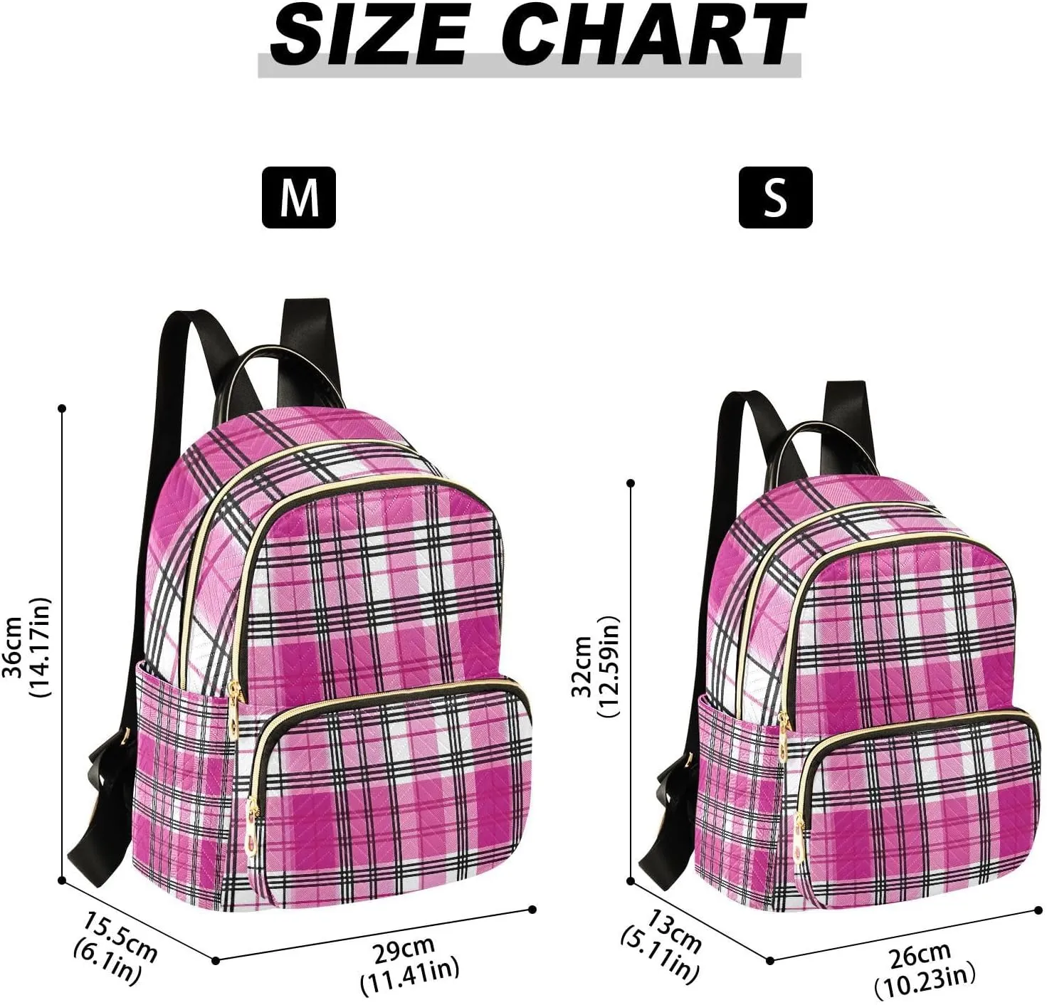 Mini Backpack for Women Pink Plaid Pattern Black Small Purse Daypacks Stylish Bags Travel Backpacks for College