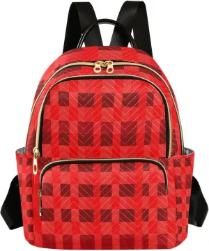 Mini Backpack for Women Redbuffalocheck Pattern Small Purse Daypacks Stylish Bags Lightweight Travel Backpacks for College Shopping Work Dating