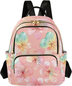 Mini Backpack for Women Soft Watercolor Flowers Pattern Small Purse Daypacks Stylish Bags Lightweight Travel Backpacks for College Shopping Work Dating