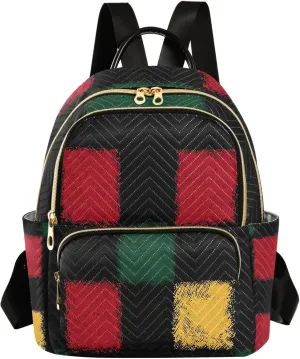 Mini Backpack for Women Textured Plaid Pattern Small Purse Daypacks Stylish Bags Lightweight Travel Backpacks for College Shopping Work Dating