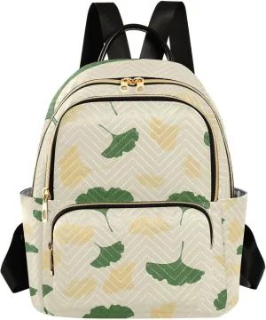 Mini Backpack for Women Yellow Ginkgo Leaves Pattern Small Purse Daypacks Stylish Bags Lightweight Travel Backpacks for College Shopping Work Dating