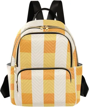 Mini Backpack for Women Yellow Plaid Pattern Small Purse Daypacks Stylish Bags Lightweight Travel Backpacks for College Shopping Work Dating