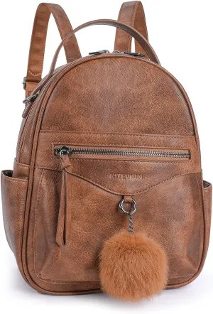 Mini Backpack Purse for Women Fashion Cute Small Travel Backpacks Pompom Daypacks Shoulder Handbag