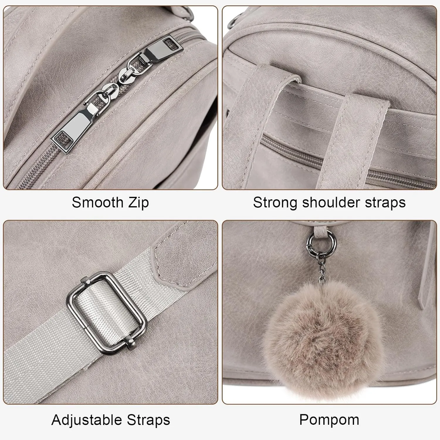 Mini Backpack Purse for Women Fashion Cute Small Travel Backpacks Pompom Daypacks Shoulder Handbag
