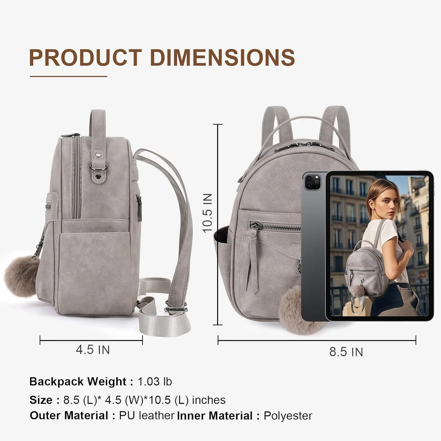 Mini Backpack Purse for Women Fashion Cute Small Travel Backpacks Pompom Daypacks Shoulder Handbag