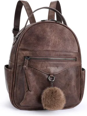 Mini Backpack Purse for Women Fashion Cute Small Travel Backpacks Pompom Daypacks Shoulder Handbag